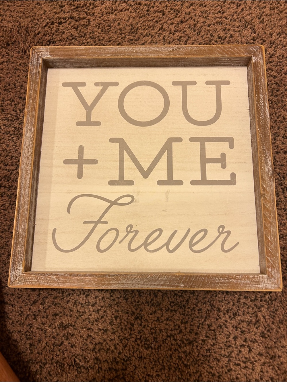 You + Me Forever Framed Wood Sign - Neutral Taupe
